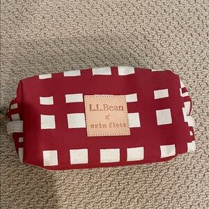L.L. Bean, Erin Flett colab Red and White Checkered Toiletry Pouch